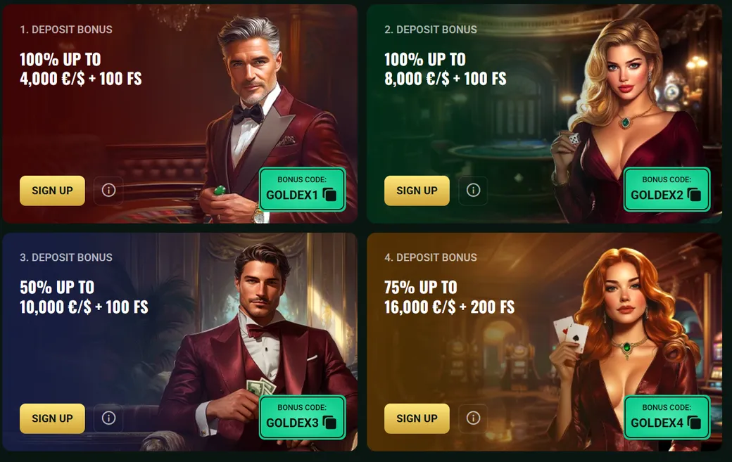 Goldex Casino Willkommensbonus mit Freispielen
